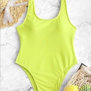 NWT ZAFUL high cut tea green swimsuit size large